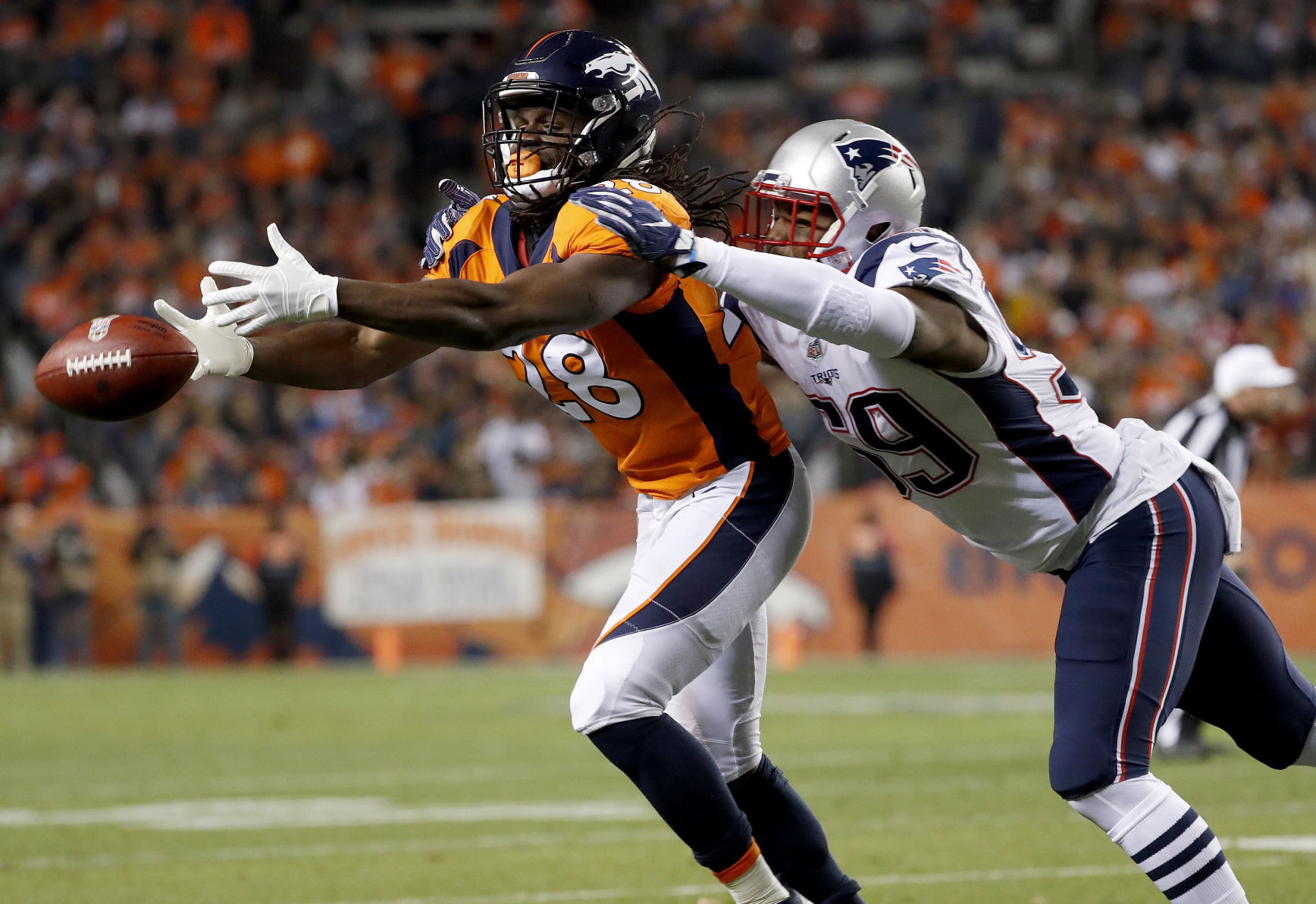 Marquis Flowers Patriots Broncos Football